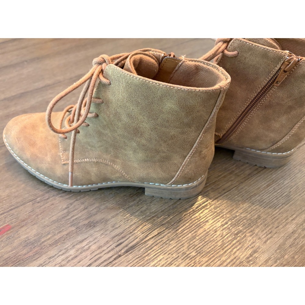 Eurosoft Winterbury Booties Women 7.5 Tan Lace Up Side Zip Faux Suede Ankle - Picture 8 of 8
